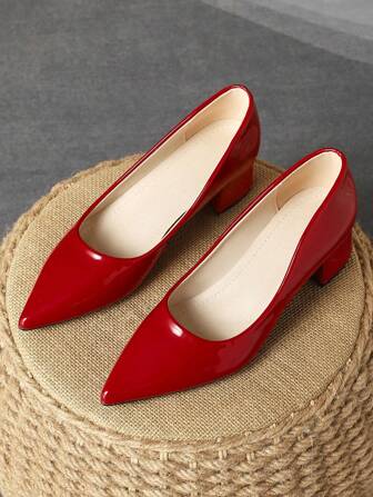 Women's Fashionable Pointed-Toe Low Vamp Stone Print Pump Shoes, Green, Blue, Apricot, Travel, Shopping, Outdoors, Red, Yellow, Vintage, Casual, Versatile, Sophisticated, Black Shoes