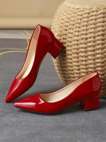 MonaNise Zapatos de tacón con puntera puntiaguda y bajo empeine con estampado de piedras para mujer, en colores verde, azul, albaricoque, para viajes, compras, exteriores, rojo, amarillo, vintage, casual, versátil, sofisticado, negro - Rojo - Ver 6