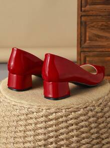 MonaNise Zapatos de tacón con puntera puntiaguda y bajo empeine con estampado de piedras para mujer, en colores verde, azul, albaricoque, para viajes, compras, exteriores, rojo, amarillo, vintage, casual, versátil, sofisticado, negro - Rojo - Ver 7