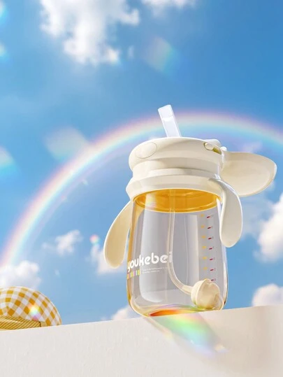 1 Stück Baby Trinkbecher mit Gewichteter Strohhalm, Babys erste Strohhalm Tasse für Jungen und Mädchen ab 6 Monaten, Babyflasche