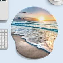 Seaside Beach Sunset Patroon Ronde Pols Rubber Muismat