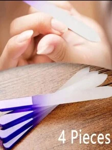 1Pc/4Pcs Glass Purple Nail Files For Natural Nails, Acrylic Nail Filer, Nail Care Tools Of Crystal Files, Double Sided Fingernail File For Manicure - Purple - View 4