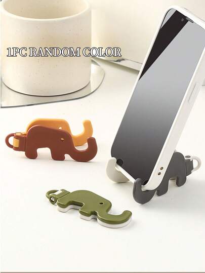 1pc Random Color Portable Elephant Shaped Phone Holder, Creative Desktop Foldable Slouchy Phone Stand, Mini Mobile Phone Bracket Compatible With IPhone, Android Phone, Gift For Birthday, Family, Friends Phone Accessories