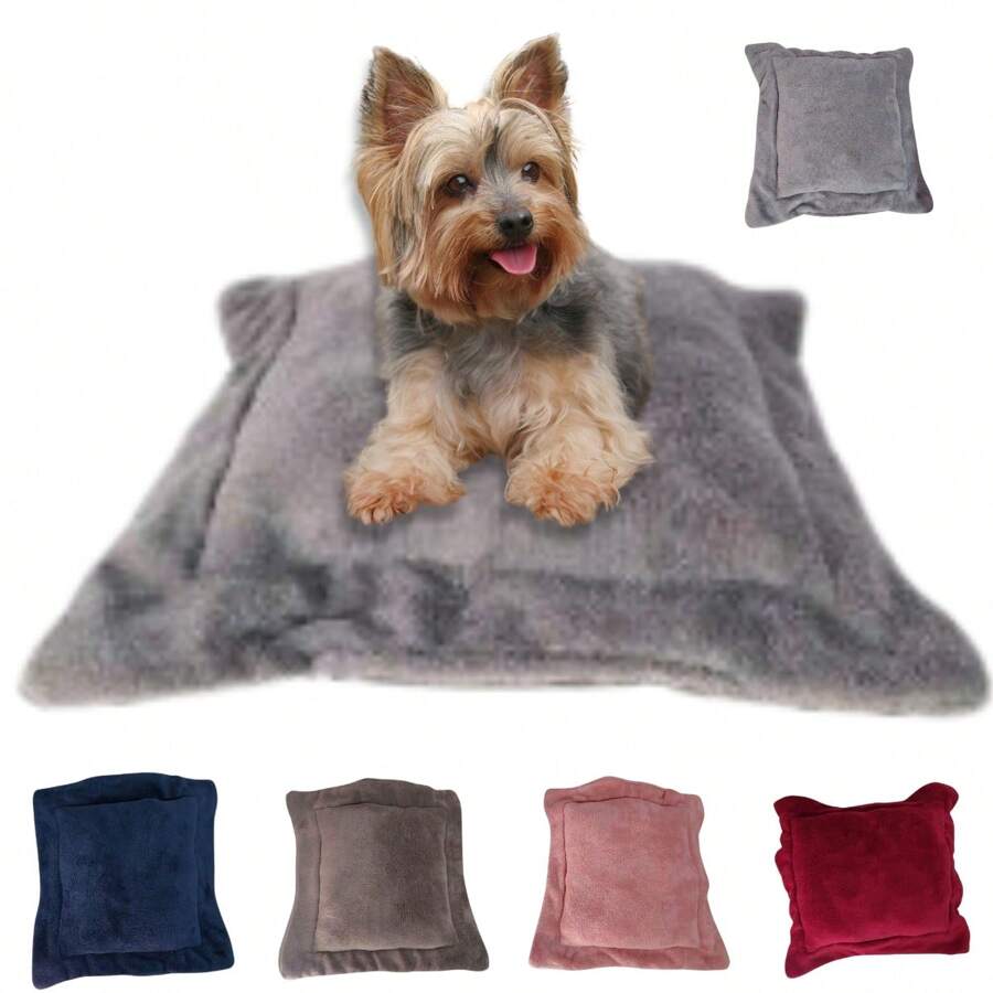 Kit 2 Meg Cushion For Dogs Cats With Soft And Comfortable Microfiber Blanket - Xám - Xem 1