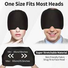 1入組冰涼膠冰袋帽-頭部和眼部物理降溫帽子，降低頭痛和偏頭痛，配眼罩，熱冷理療頭盔，冷卻帽 - 黑色 - 查看 1