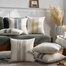 1pc Minimalist Modern Patchwork Pillowcase For Square Pillow, Home Decor, Room Decor, Office Decor, Living Room Decor, Sofa Decor (Without Pillow Core) - Light Grey - View 5