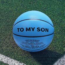 1 No. 7 Dark Blue Basketball For Son, Indoor And Outdoor Anti Slip And Wear-Resistant Basketball Training And Competition, Sports Specific Ball For Sports, Black Small Air Cylinder For Gift