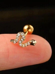 1件不锈钢耳环，镶嵌立方氧化锆，蛇形、月亮形、圆球形、弧形耳骨耳环、耳屏耳环、耳廓耳环，螺丝耳堵，新款设计 - 耳環耳釘 - 查看 24