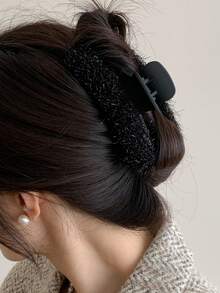 1入韓國風格絨布女士髮飾，適用於濃密髮型的大型髮夾，適用於秋冬每天穿著的上髻髮型 - 彩色 - 查看 4