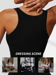 Yefecy Yoga Jumpsuits For Woman Spaghetti Seamless One Piece Ribbed Tank Top Rompers Sleeveless Bodycon Sports Workout Gym Bodysuit Shapewear Bodysuit - Black - View 3