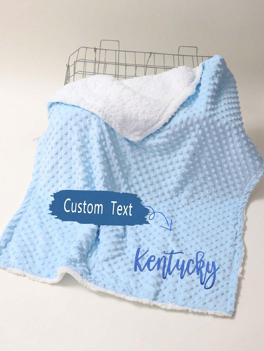 Personalized Baby Blanket, Made Of Rose Pink Nora Minky Fabric, Available In Minky Polka Dot Color. A Perfect Gift For Newborn Girls, A Baby Party Present, Or An Embroidered Baby Blanket. - Multicolor - View 1