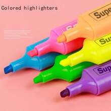 1Set Classic Marker Pen, 6-Color Diagonal Colored Marker Pen, Thick Headed Fluorescent Office Label Pen Back To School - Multicolor - View 7