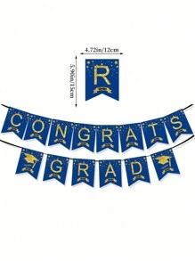 1 pieza juego de pancartas Azul ¡Felicidades Graduado!, Decoración de Fiesta de Graduación - Azul - Ver 3