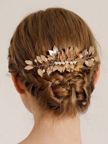 1 stuk metalen bladdecoratie haarkam voor dames, romantische Mori-stijl haaraccessoire voor bruiloften