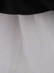 女婴纯色缎面网纱无袖蓬蓬裙，配大蝴蝶结，优雅大方，适合生日派对，不含头饰 - 黑色 - 查看 10