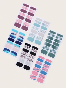 6張（84片）大理石染色指甲藝術全貼紙，附帶3支指甲文件 - 彩色 - 查看 4