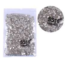 1440 件平底闪光玻璃石水钻水晶 1440 件/包 Ss3-Ss16 白色 Ab 水晶水钻指甲宝石平底圆形水钻平底水钻美甲用品指甲指甲饰
