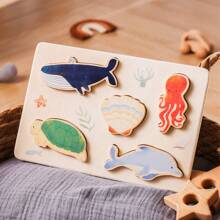 Kids Wooden 3D Puzzle - Space, Forest, Ocean Animal Shape Cognition Puzzle, Montessori Educational Toy For Fine Motor Training