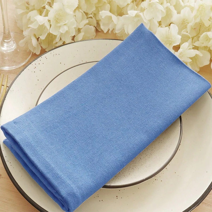 12pcs Solid Color Cloth Napkins, Washable Cotton Table Napkin For Household Dining Fall Autumn Decor Wedding Hotel 45*45cm - 淺藍色 - 查看 1