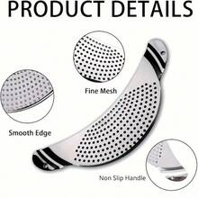 1Pc Pot Strainer With Handle Stainless Steel Colander Pasta Drainer Pan Pot Strainer With Recessed Hand Grips Suitable For Kitchen Pots And Pans Different Sizes Up To 10 Inches - Silver - View 9