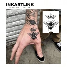 INKARTLINK Revolutionary Technology Tattoos, Semi-Permanent Tattoos, Bee Tattoos, Sentimental Tattoos, Temporary Tattoos, Waterproof, Authentic Tattoo Appearance, Botanical Tattoos, Hand Tattoos - Black - View 4