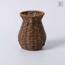 Jarrón de ratán tejido a mano, jarrón de flores de estilo rústico para decoración de escritorio interior - Multicolor - Ver 6