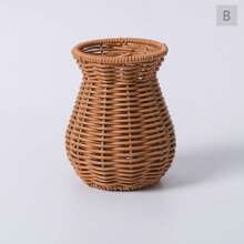 Jarrón de ratán tejido a mano, jarrón de flores de estilo rústico para decoración de escritorio interior - Multicolor - Ver 3