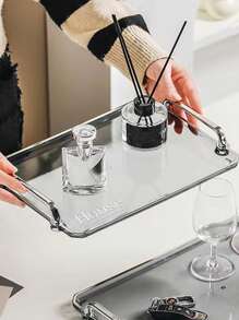 1 pieza Bandeja transparente para el baño, Bandeja de almacenamiento de cosméticos, Organizador para tocador y escritorio, Portabotellas, Organizador de tazas de té, Apto para perfume, cuidado de la piel, tazas, herramientas de belleza, decoración del hogar, decoración de la habitación, accesorios de baño, regalo de Navidad - Dorado - Ver 7