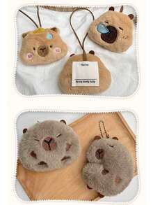 可愛的Capybara Star Caripa毛絨掛飾袋掛鑰匙飾品娃娃卡通貓 - 彩色 - 查看 9