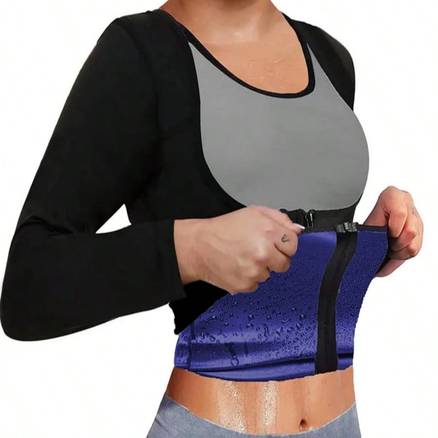 Pieza Sudadera de manga larga con control de abdomen y soporte de cintura para mujer, accesorio de gimnasio de corsé moldeador de cintura, primavera