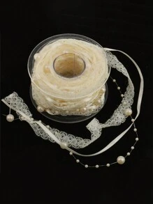 1 件 - 3 米珍珠链蕾丝丝带花卉装饰适用于婚礼和生日庆祝 DIY 装饰配件（不含卷轴）、圣诞节情人节 - 彩色 - 查看 6