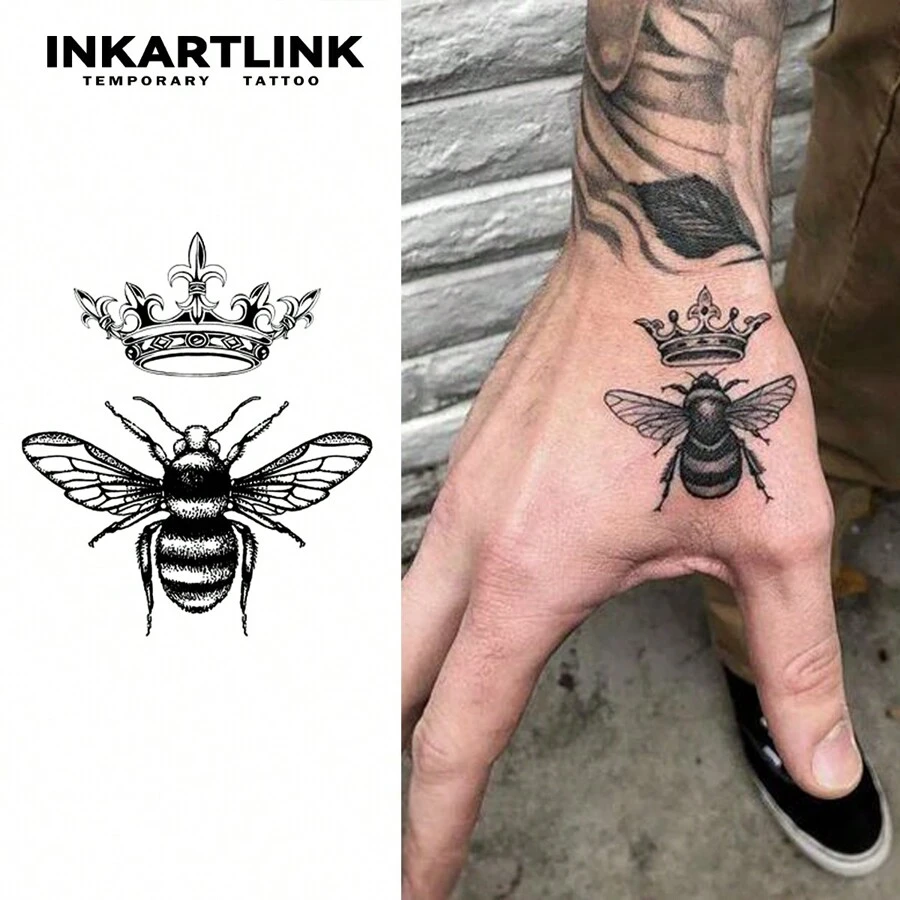 INKARTLINK Revolutionary Technology Tattoos, Semi-Permanent Tattoos, Bee Tattoos, Sentimental Tattoos, Temporary Tattoos, Waterproof, Authentic Tattoo Appearance, Botanical Tattoos, Hand Tattoos