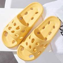 Summer Indoor Slippers With Hollow Out Design, Anti-Slip & Quick-Drying - Yellow - View 3