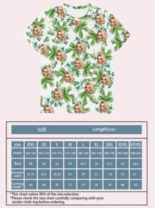 Valentine's Day Customized Tropical Flower Hawaiian T-Shirt Facefor Men Personalized BF Wife Photo MenAloha Beach Fruit Flower T-Shirt 1pc