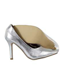 Zapatillas Mujer Alta Tacon Metalico Rosa Azul Plata Dorada Tacones de corte de tacón de aguja con punta metálica, zapatos de tacón alto de color sólido - Plateado - Ver 6