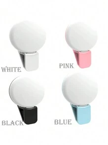 1 pièce Lumière de selfie à bague LED pour téléphone portable, lampe de remplissage de beauté à 3 vitesses avec pince de photographie portable pour téléphone portable Batterie rechargeable