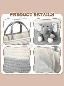 1 Stück Elefant Windel Caddy Organizer Cart Aufbewahrung für Kinderzimmer mit Griff, Baby Shower Korb Geschenk Baby Bad Caddy für Windeln und Feuchttücher, Elefant Korb für Baby Nursery