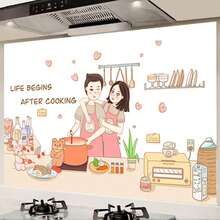 1 卷 30*90cm 厨房阻燃白色防油贴纸，自粘式电炉耐高温，适用于厨房、夏季海滩派对、食品、露营、收纳、房间装饰、厨房用品。 - 透明 - 查看 15