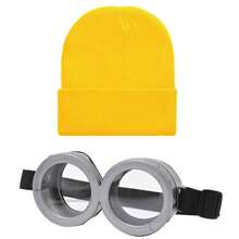 Costume Accessories Adult Steampunk Goggles Glasses Yellow Beanie Hats Black Gloves Women Cosplay Halloween Party Set,Christmas - Multicolor - View 2