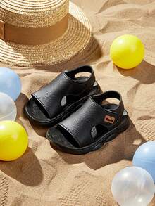 Kuner 1對2024新款男女嬰兒夏季涼鞋，軟底防滑透氣沙灘鞋，適合學步的幼兒 - 黑色 - 查看 1