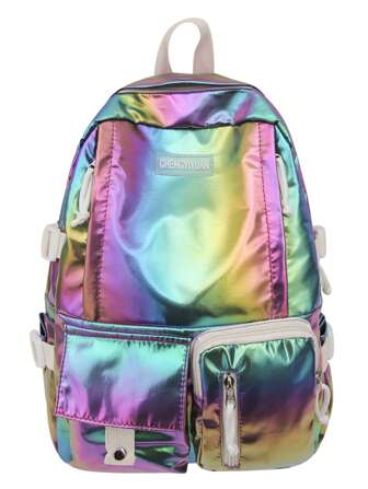 2025 New Lightweight Waterproof Holographic Reflective Colorful Beaded Original Harajuku Backpack For Travel, School, Vacation, And Holidays