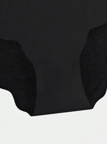 5 piezas Bragas de bikini sin costuras, transpirables, de seda con tela de onda, color negro - Negro - Ver 7