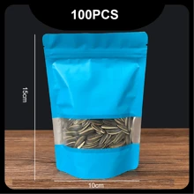 100入組彩色窗口自封袋，具鋁箔和封口夾，可用於包裝零食、茶和禮品，適用於禮品袋派對廚房 - 多色 - 查看 14