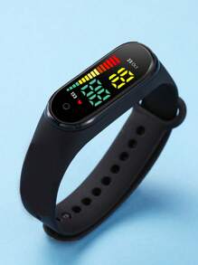 2 piezas Reloj digital deportivo electrónico de cuatro lados ovalados para padres e hijos, para niños y niñas