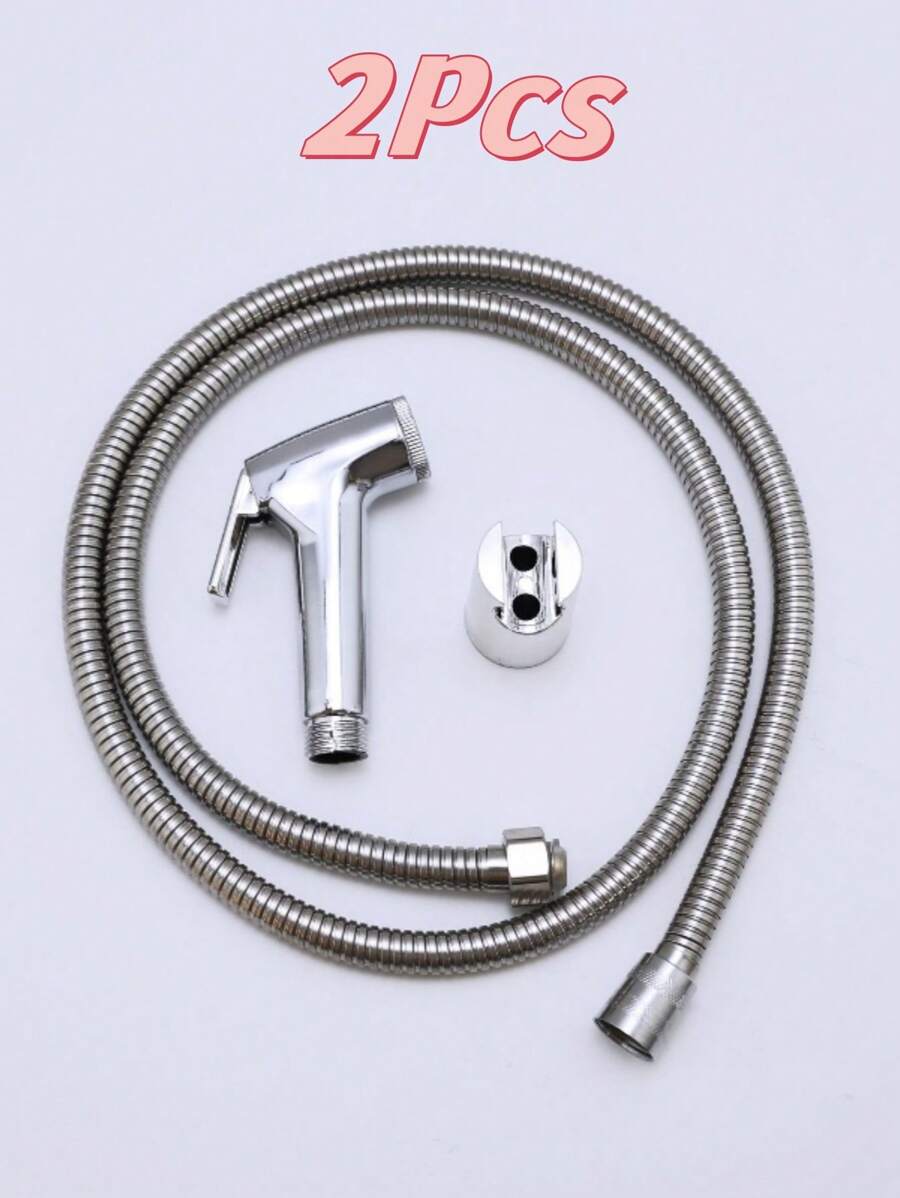 2KIT Ducha Higiênica Para Banheiro Completa Luxo Metal Inox núcleo da válvula de cobre 1,2m Chuveirinho Privada Promoção - Prata - Visão 1