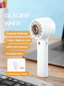 LEVIATECH 1pc Portable Handheld Mini Fan, 3 Wind Speed Adjustable, Built-In 1200mAh Rechargeable Battery, 7 Hours Runtime, Designed For Women's Makeup, USB Charging, With Wrist Strap And Hanging Rope, Suitable For Beach, Office, Outdoor And More - Multicolor - View 12