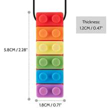 Collar De Masticación Sensorial Mordedera Para Niños 3 Piezas,juguetes para masticar para niños,Bloques de construcción de arcoíris, palitos para masticar,Palitos para la dentición del niños,hecha de silicona de grado alimenticio para motor oral niños y niñas - Multicolor - Ver 3