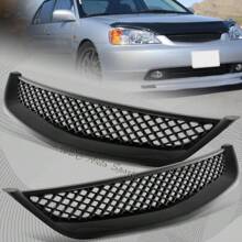 ForHonda 2001-2003 Civic JDM Type R Black Mesh ABS Front Hood Grille Grill - 黑色 - 查看 1