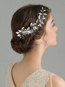 1 stuk metalen bladdecoratie haarkam voor dames, romantische Mori-stijl haaraccessoire voor bruiloften