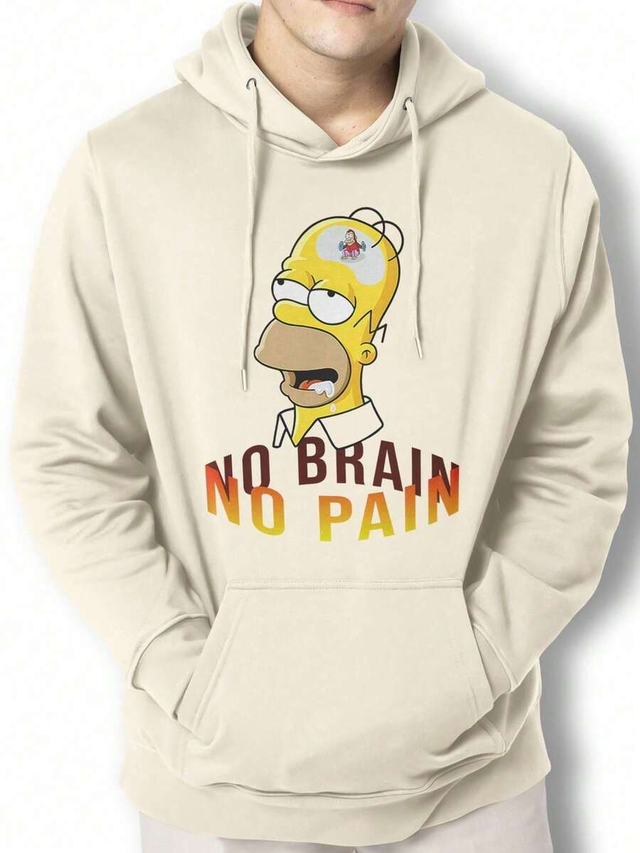 Men Hoodies - 米色 - 查看 1